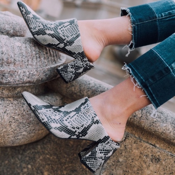 marc fisher snakeskin mules